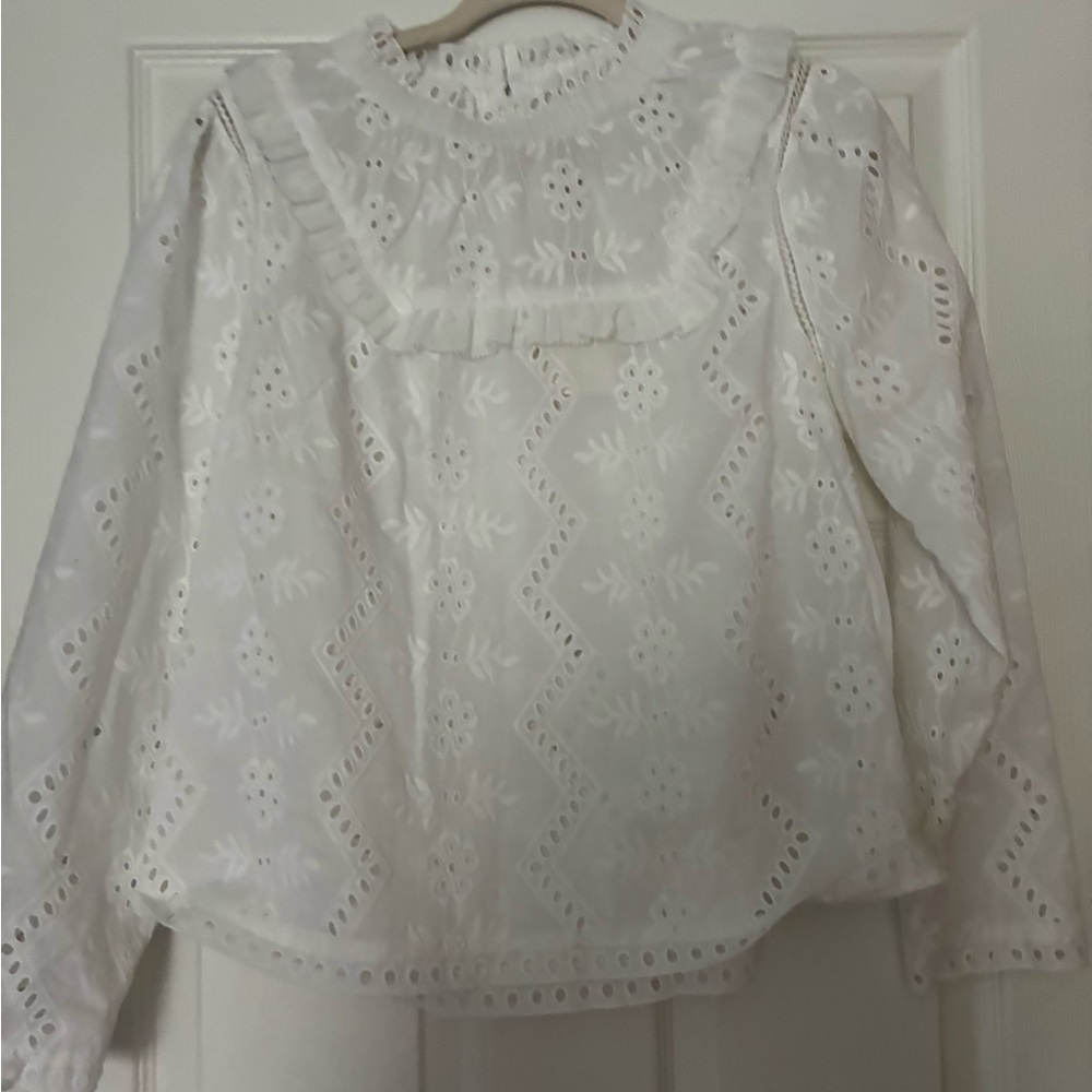 White Eyelet Lace Blouse, NWT